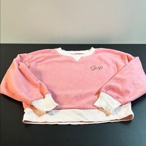 GAP Women's Pink and White Crew‎ Neck Sweater